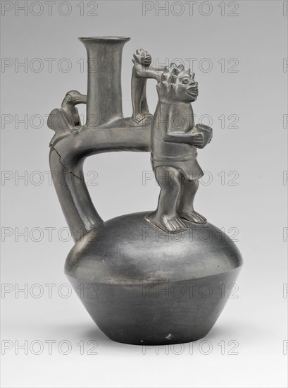 Vessel Depicting a Standing Figure with an Attendant, A.D. 1200/1450.