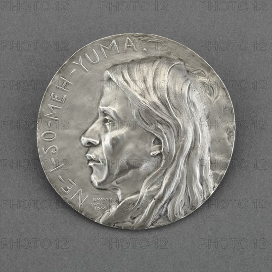Ne-I-So-Meh - Yuma, 1904. Profile medallion of a Native American man.
