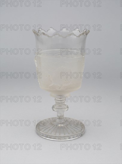 Westward Ho!/Pioneer pattern goblet on pedestal, c. 1876.