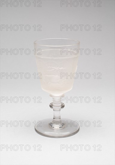 Westward Ho!/Pioneer pattern goblet (third of a set of four), c. 1876.