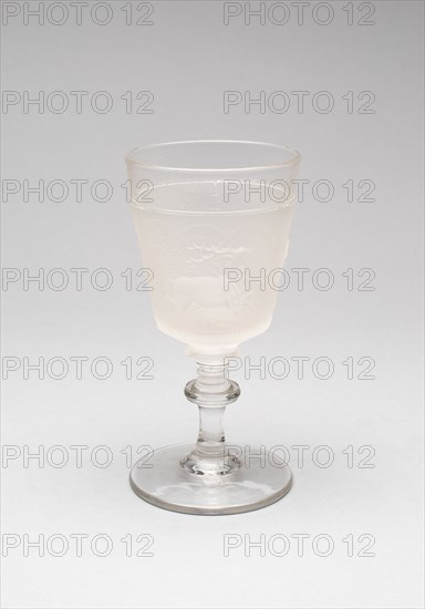 Westward Ho!/Pioneer pattern goblet (fourth of a set of four), c. 1876.