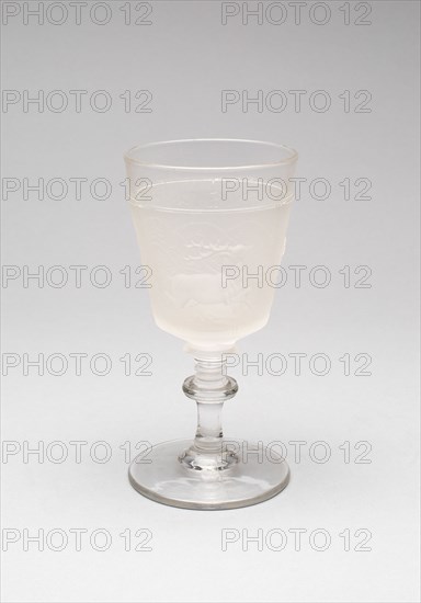 Westward Ho!/Pioneer pattern goblet (fourth of a set of four), c. 1876.