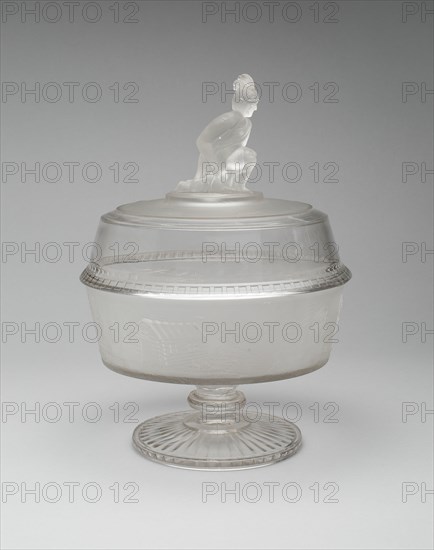 Westward Ho!/Pioneer pattern covered footed compote, c. 1876.