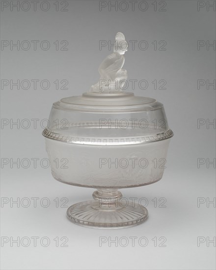 Westward Ho!/Pioneer pattern covered footed compote, c. 1876.