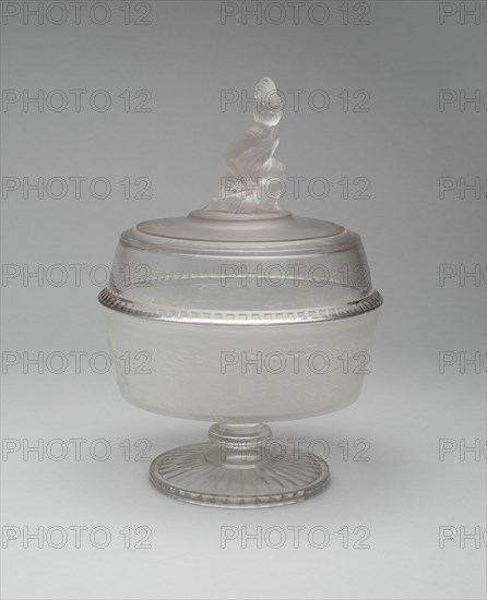 Westward Ho!/Pioneer pattern covered footed compote, c. 1876.