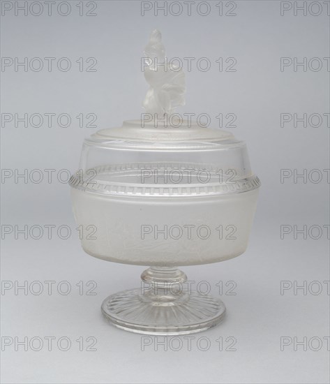 Westward Ho!/Pioneer pattern covered footed compote, c. 1876.