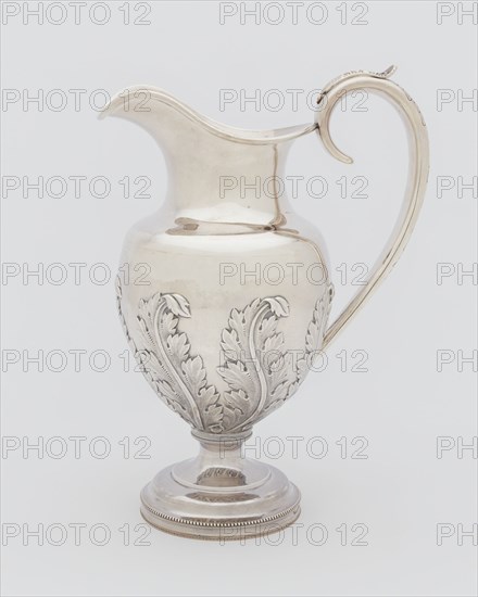 Pitcher, 1833. Relief design of acanthus leaves.