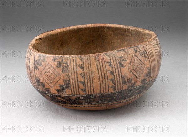 Bowl with Incised and Painted Textile-Like Motifs, A.D. 1400/1500.