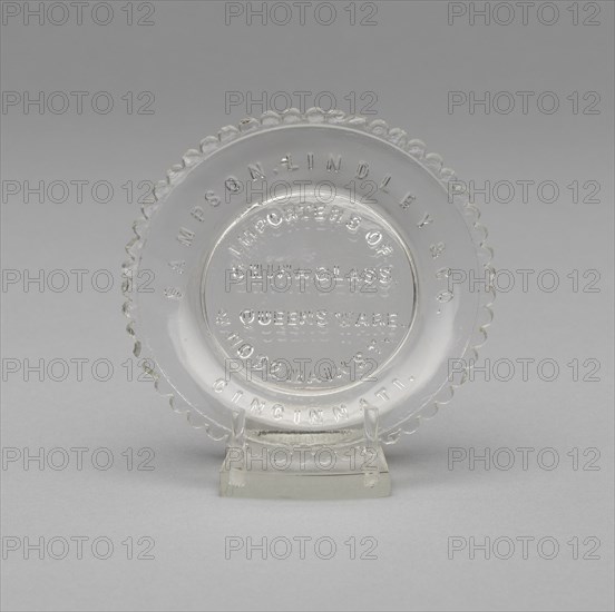 Cup plate, 1848/49. 'Importers of China, Glass, & Queen's Ware. No. 92 Main St Cincinnati'.