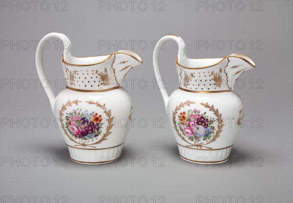 Pair of Pitchers, 1831/38. Neoclassical 'Grecian' design with floral decoration.