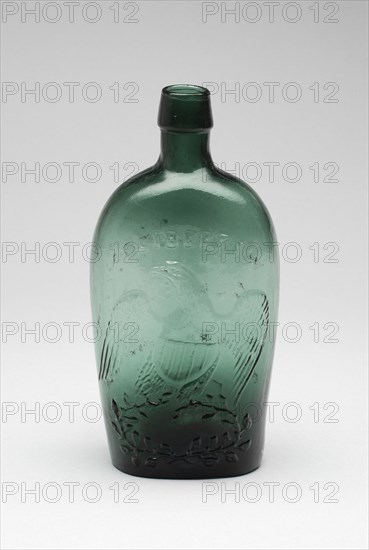 Flask, c. 1850. The word 'Liberty' with American eagle.
