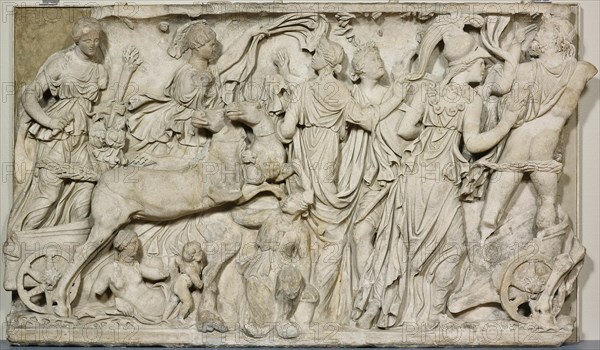 Panel from a Sarcophagus Depicting the Abduction of Persephone, 190-200.