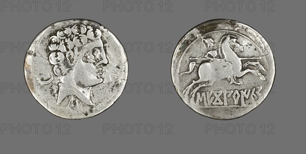 Denarius (Coin) Depicting a Laureate, about 100-50 BCE.