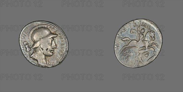 Denarius (Coin) Depicting the God Mars, 55 BCE.