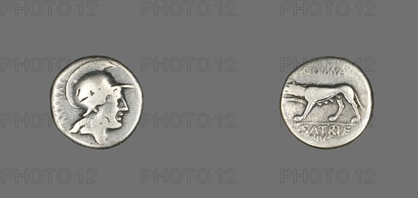Coin Depicting the Goddess Roma, 77 BCE.