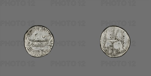 Denarius (Coin) Depicting a Galley, 32-31 BCE, issued by Marc Antony.