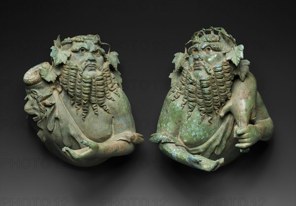 Attachments Depicting Busts of Silenoi, Mid-1st century BCE-mid-1st century CE.