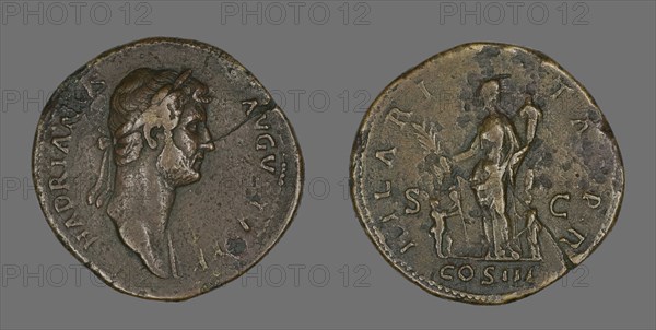 Sestertius (Coin) Portraying Emperor Hadrian, 128-132.