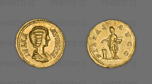 Aureus (Coin) Portraying Empress Julia Domna, 196-211, issued by Septimius.