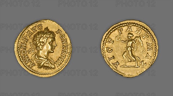 Aureus (Coin) Portraying Emperor Caracalla, 204 (January-April), issued by Septimius Severus.