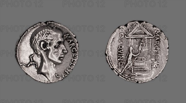 Denarius (Coin) Portraying Marcus Claudius Marcellus, 50-49 BCE, issued by Roman Republic, P. Cornelius Lentulus Marcellinus (moneyer).
