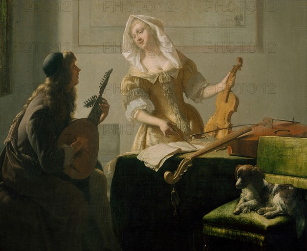 The Music Lesson, 1671. Detail from a larger artwork.