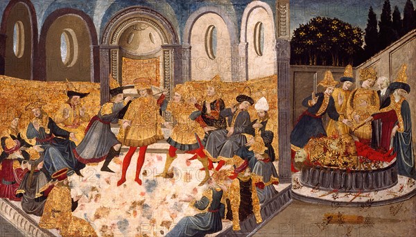 The Assassination and Funeral of Julius Caesar, 1455/60. Detail from a larger artwork.