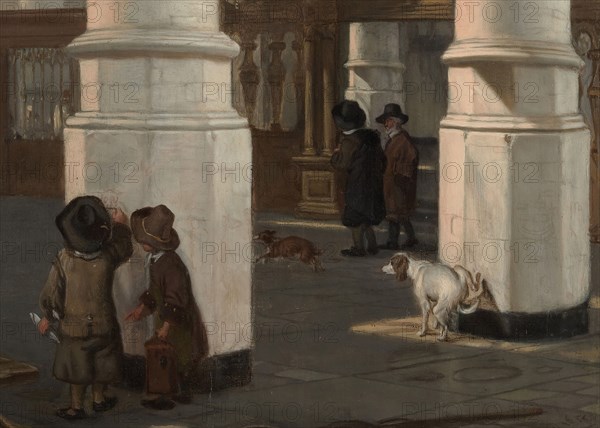 Interior of the Oude Kerk, Delft, probably 1650. Detail from a larger artwork.