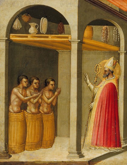 Saint Nicholas Resuscitating Three Youths, 1433-35. Detail from a larger artwork.