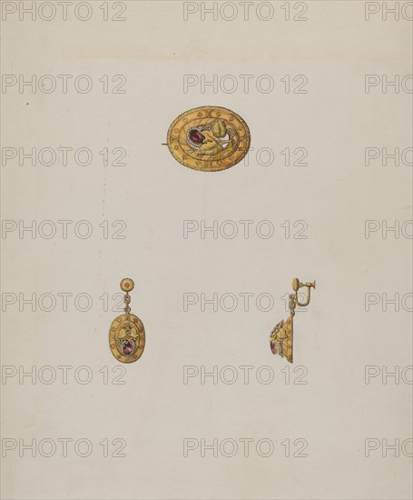 Pin and Earring Set, c. 1936.