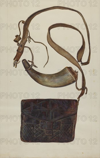 Bullet Pouch and Powder Horn, c. 1937.