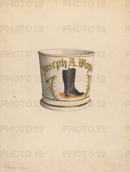 Shaving Mug, c. 1938. (name of mug: Joseph A. Wag...etc.)