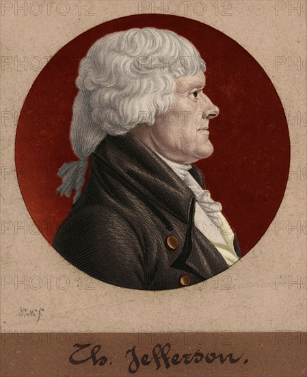 Thomas Jefferson, 1804. (Colorised black and white print).