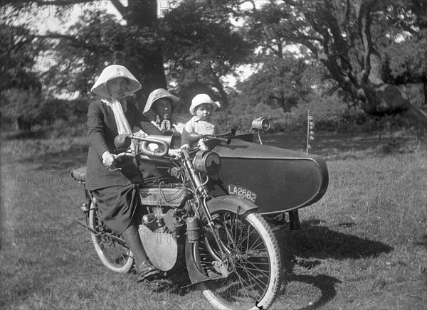 Phelon and Moore motorcycle and sidecar combination, 1920. Creator: Unknown.