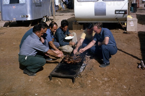 Bluebird CN7 support team barbequeing at Lake Eyre, Australia, 1964. Creator: Unknown.