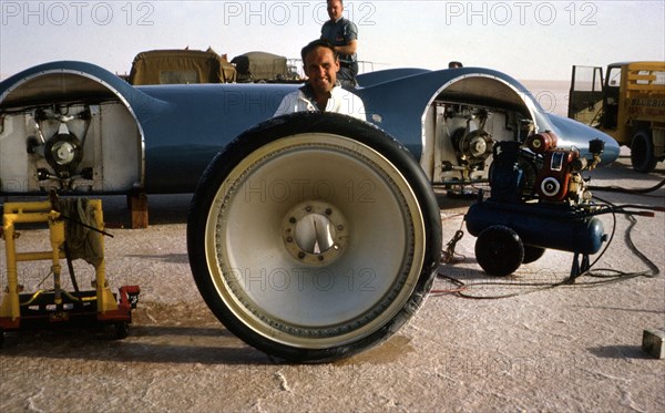 Allan Dougherty, support crew member for Bluebird CN7 World Land Speed Record attempt, 1964 Creator: Unknown.