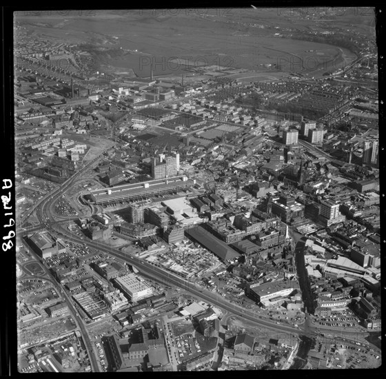 The bus station and environs, Preston, Lancashire, 1971. Creator: Aerofilms.