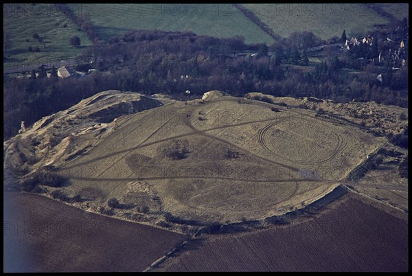 Univallate Iron Age hillfort on Leckhampton Hill, Cheltenham, Gloucestershire, 1971. Creator: Jim Hancock.