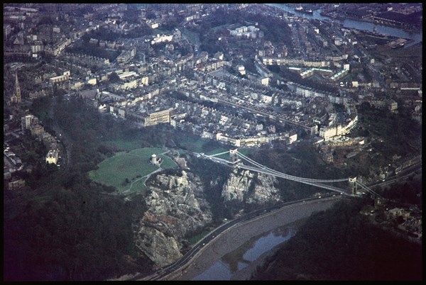 Clifton Suspension Bridge, Observation Hill and the suburb of Clifton, Bristol, 197 Creator: Jim Hancock.