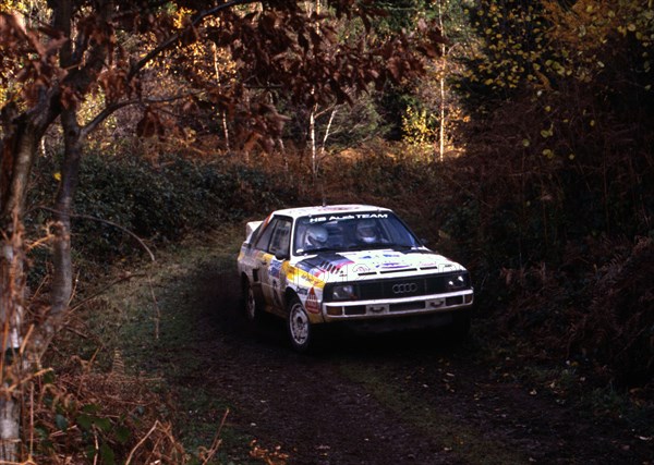 Audi Quattro Sport of Michele Mouton and Fabrizia Pons, RAC Rally, 1984. Creator: Unknown.