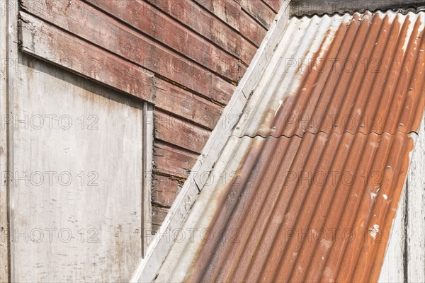 Corrugated iron roof, Anchor Studio, Trewarveneth Street, Newlyn, Cornwall, 2019. Creator: Steven Baker.