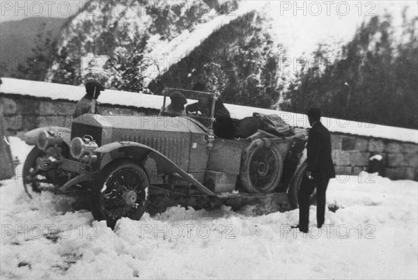 1913 Rolls-Royce Alpine Eagle on Alpine trials. Creator: Unknown.