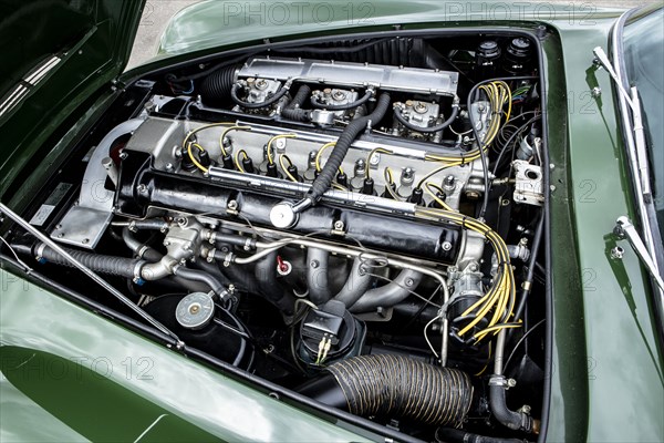 Engine of a 1961 Aston Martin DB4 GT previously owned by Donald Campbell. Creator: Unknown.