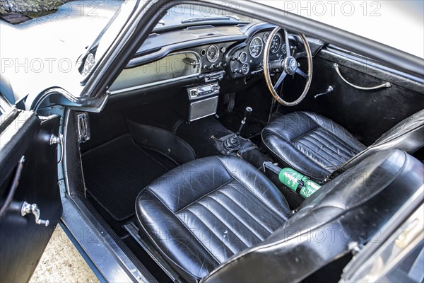 Interior of a 1961 Aston Martin DB4 GT SWB lightweight. Creator: Unknown.