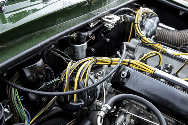 Engine of a 1961 Aston Martin DB4 GT previously owned by Donald Campbell. Creator: Unknown.