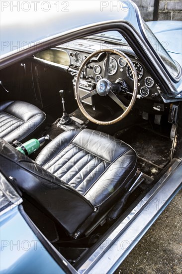 Interior of a 1961 Aston Martin DB4 GT SWB lightweight. Creator: Unknown.