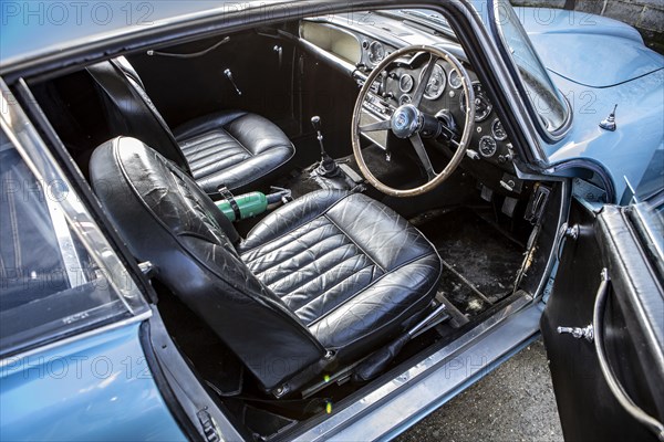 Interior of a 1961 Aston Martin DB4 GT SWB lightweight. Creator: Unknown.