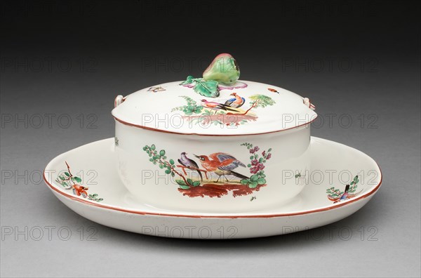 Butter Dish and Stand, Aprey, c. 1775. Creator: Aprey Pottery Factory.