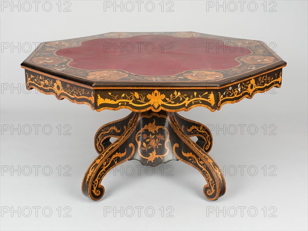 Octagonal Library Table, London, c. 1840; designed 1832. Creators: Richard Hicks Bridgens, Edward Holmes Baldock.