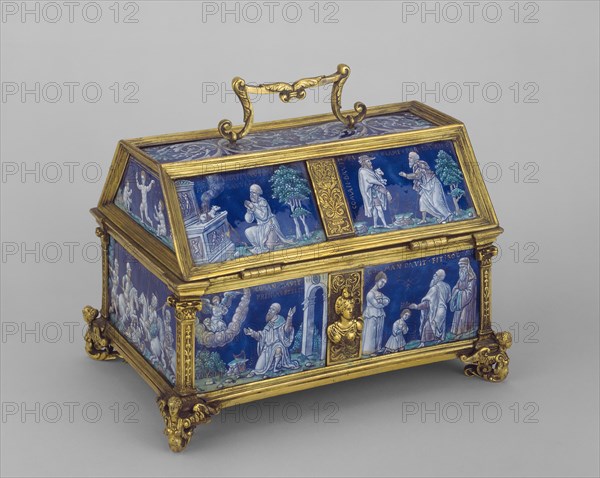 Casket with Scenes of David and Solomon, Limoges, c. 1550. Creator: workshop of Pierre Reymond.